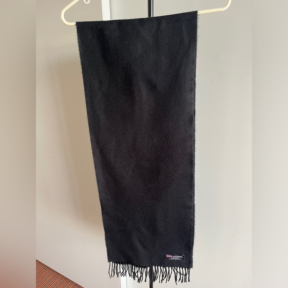 New unisex black 100% cashmere stole scarf wrap 12" x 64" made in Scotland